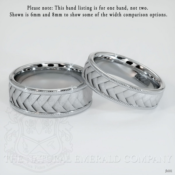 18K White Gold Men's Plain Band