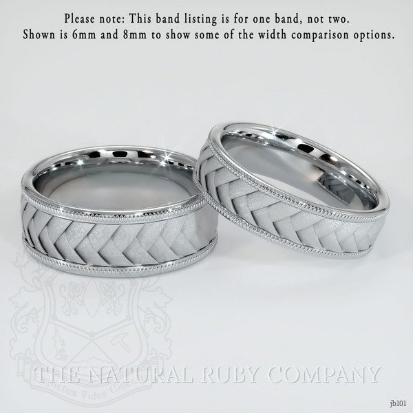 18K White Gold Men's Plain Band