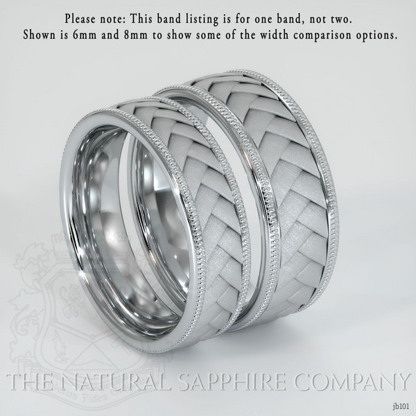18K White Gold Men's Plain Band