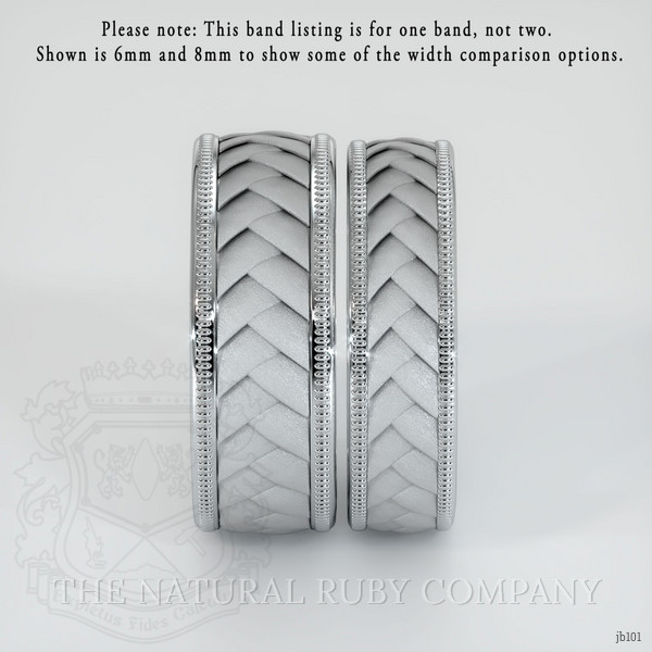 18K White Gold Men's Plain Band