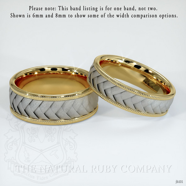 18K Yellow & White Men's Plain Band