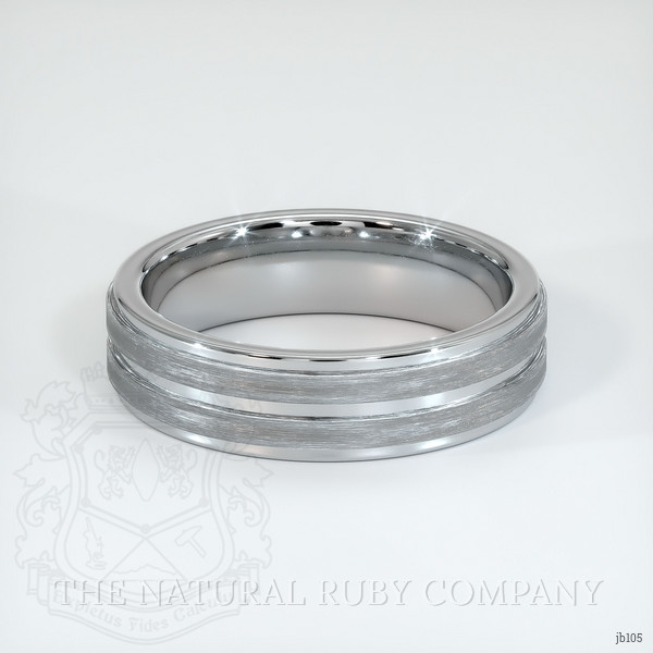 18K White Gold Men's Plain Band