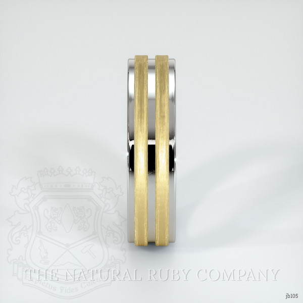 14K White & Yellow Men's Plain Band