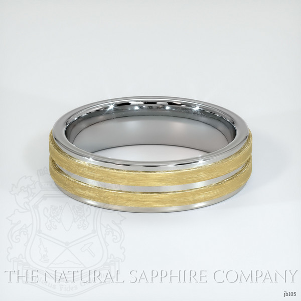 18K White & Yellow Men's Plain Band