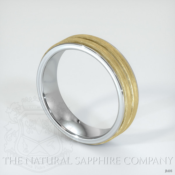 18K White & Yellow Men's Plain Band