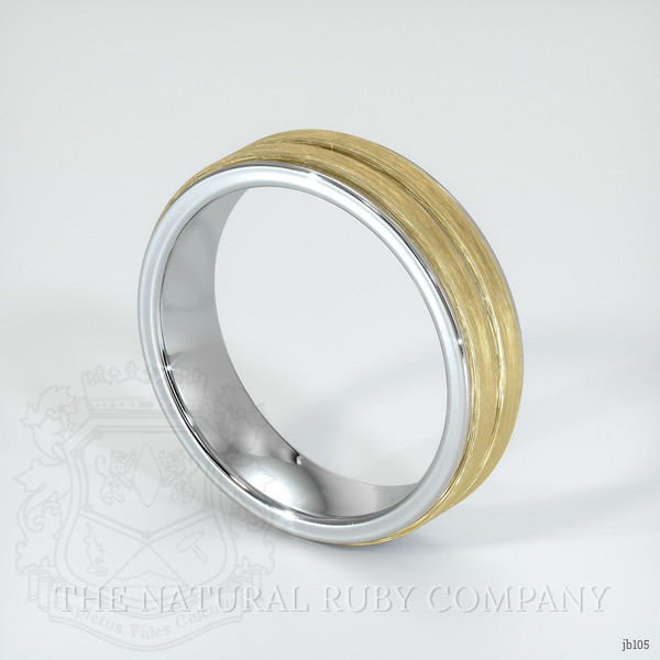 18K White & Yellow Men's Plain Band