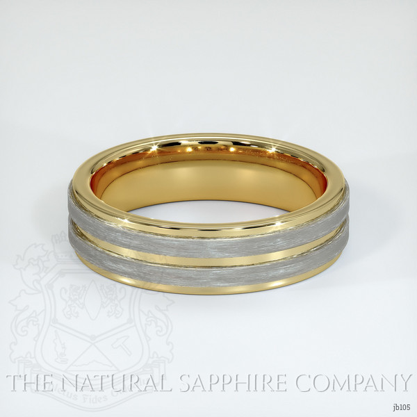 18K Yellow & White Men's Plain Band