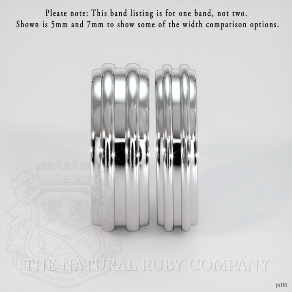 18K White Gold Men's Plain Band