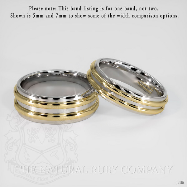 14K White & Yellow Men's Plain Band