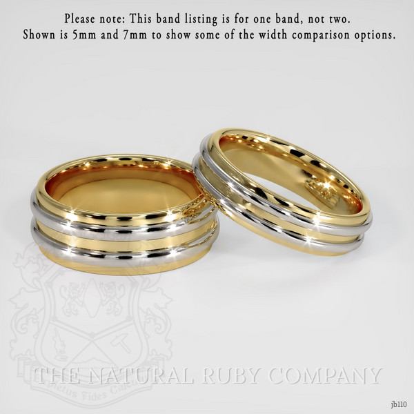 14K Yellow & White Men's Plain Band