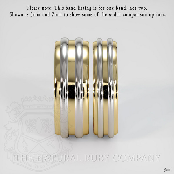 14K Yellow & White Men's Plain Band