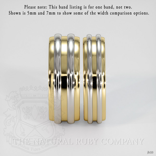 18K Yellow & White Men's Plain Band