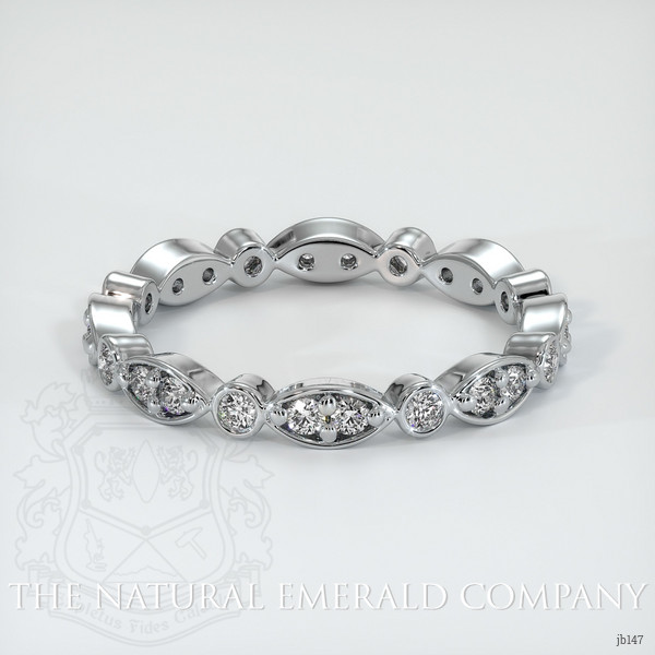 18K White Gold Diamond and Diamond Antique Style Wedding Band