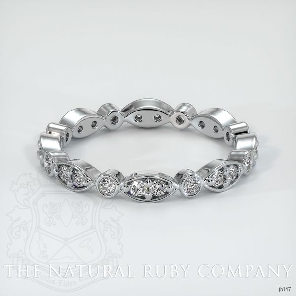 18K White Gold Diamond and Diamond Antique Style Wedding Band
