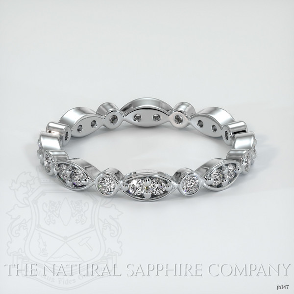 18K White Gold Diamond Antique Style Wedding Band
