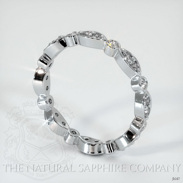 18K White Gold Diamond Antique Style Wedding Band
