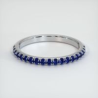 14K White Gold Blue Sapphire Pave Wedding Band Video