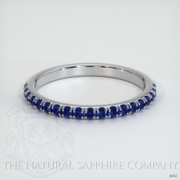 14K White Gold Blue Sapphire Pave Wedding Band