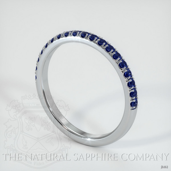 14K White Gold Blue Sapphire Pave Wedding Band