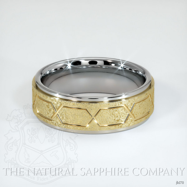 14K White & Yellow Men's Plain Band