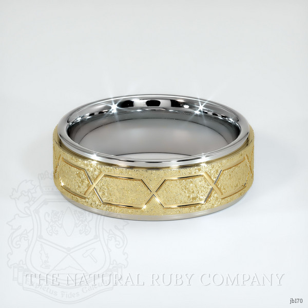 14K White & Yellow Men's Plain Band