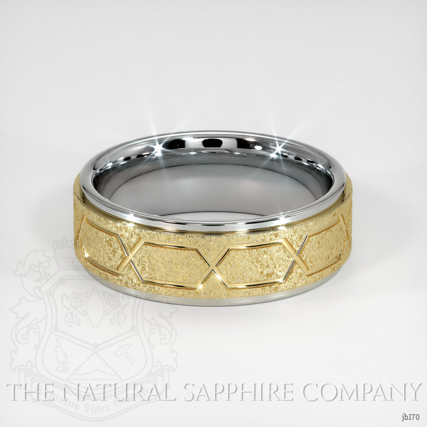 18K White & Yellow Men's Plain Band