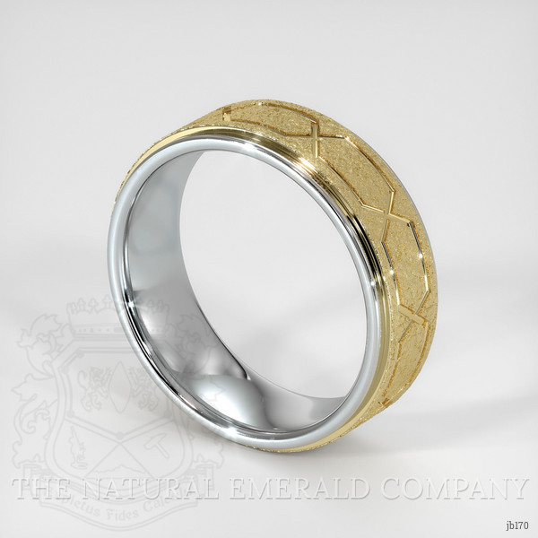 18K White & Yellow Men's Plain Band
