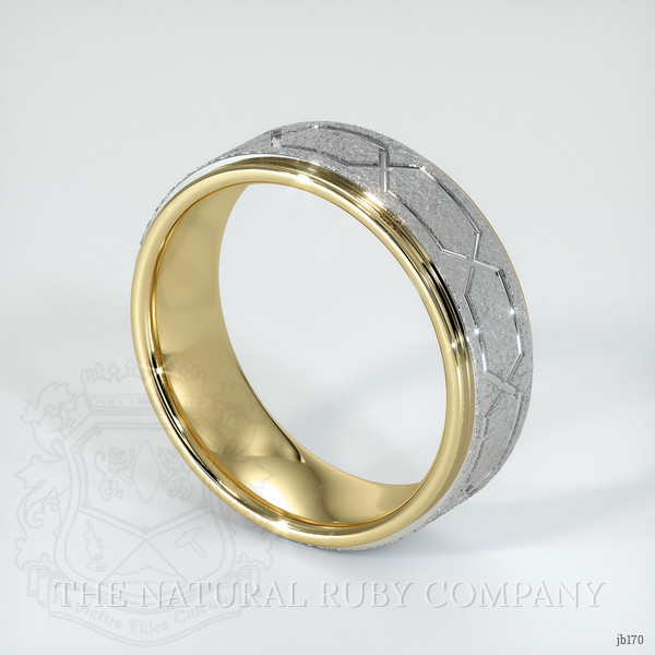 14K Yellow & White Men's Plain Band