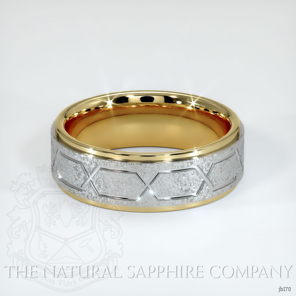 18K Yellow & White Men's Plain Band