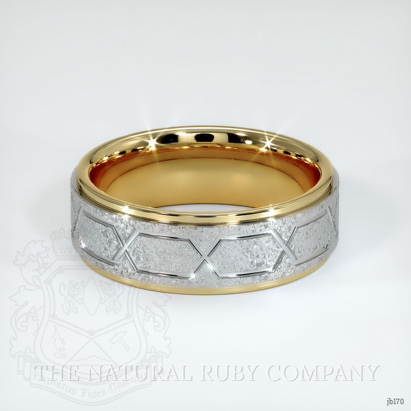 18K Yellow & White Men's Plain Band