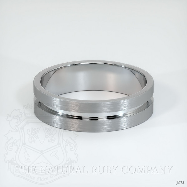 18K White Gold Men's Plain Band