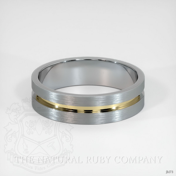 18K White & Yellow Men's Plain Band