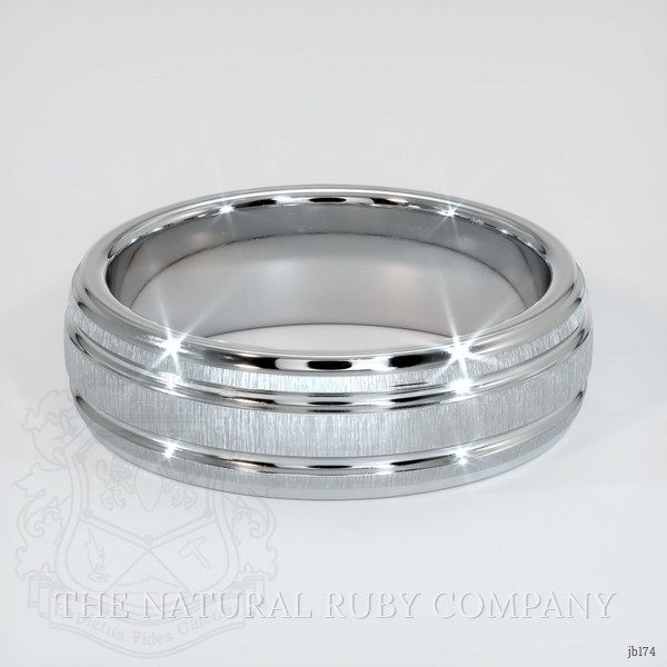 18K White Gold Men's Plain Band