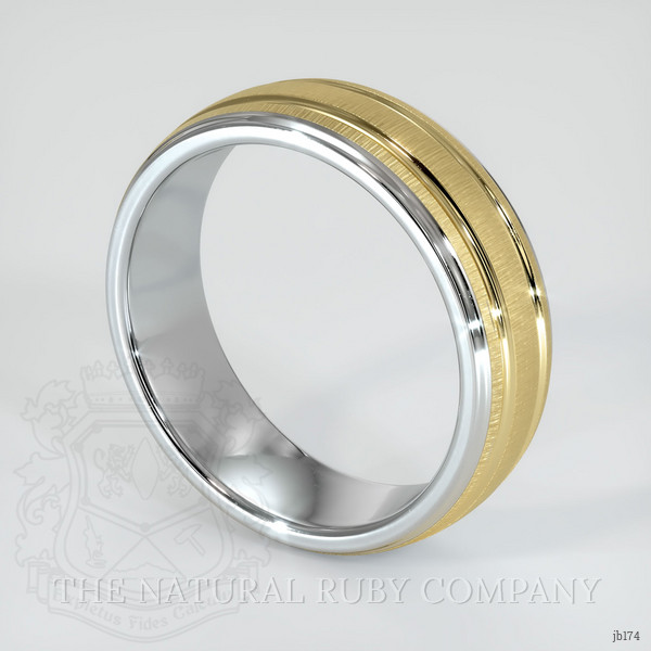 18K White & Yellow Men's Plain Band