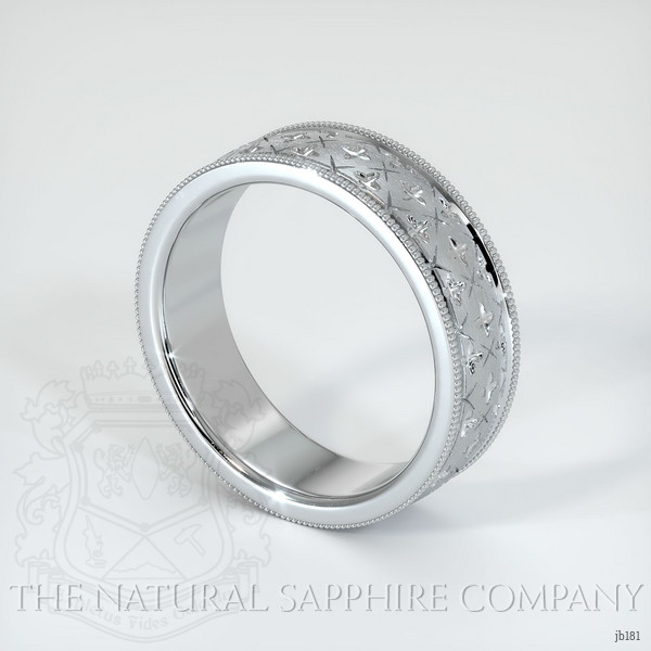 14K White Gold Men's Plain Band