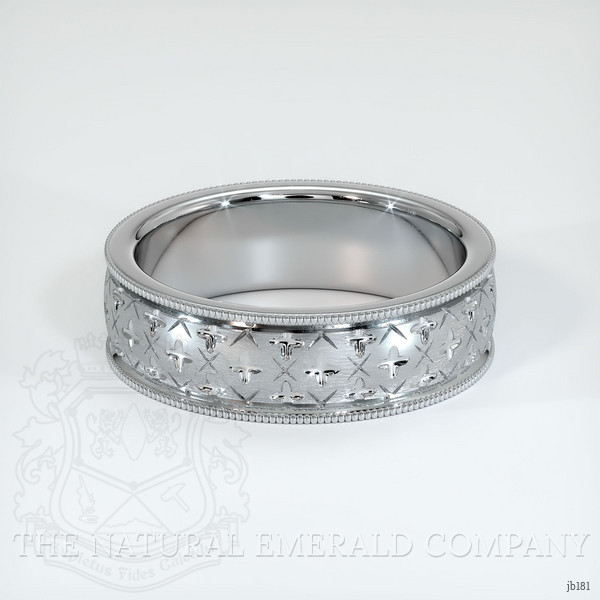 18K White Gold Men's Plain Band