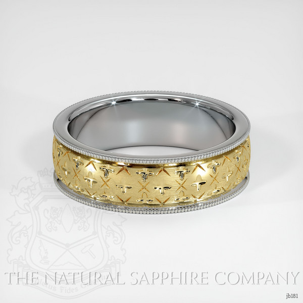 18K White & Yellow Men's Plain Band