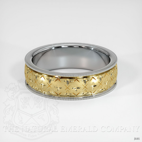 18K White & Yellow Men's Plain Band