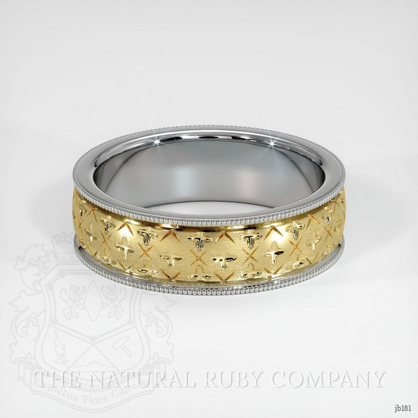 18K White & Yellow Men's Plain Band