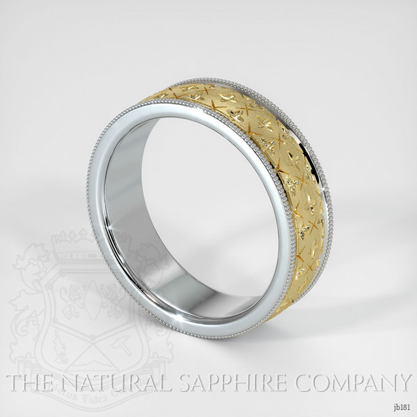 18K White & Yellow Men's Plain Band