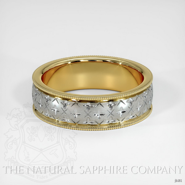 18K Yellow & White Men's Plain Band