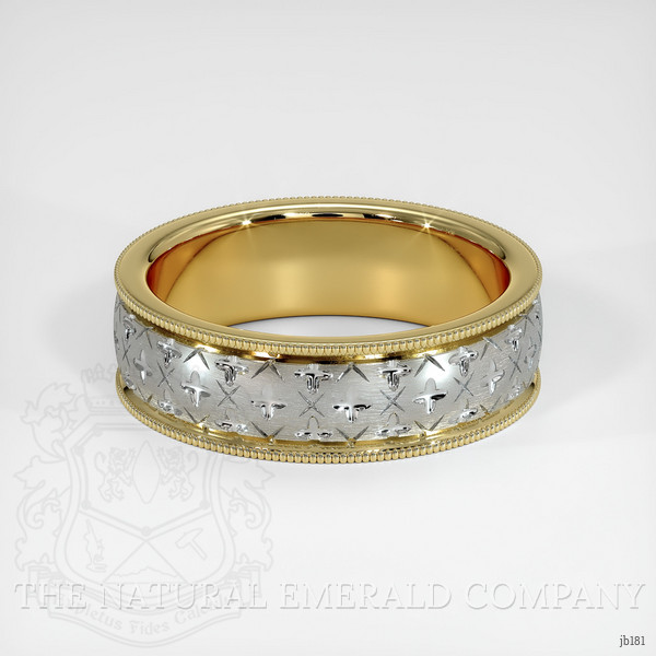 18K Yellow & White Men's Plain Band