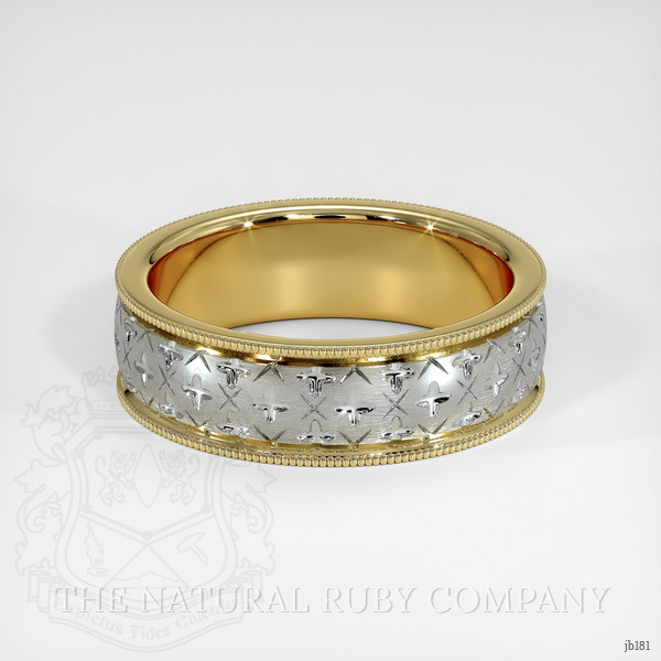 18K Yellow & White Men's Plain Band