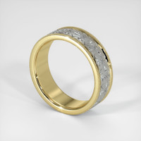 18K Yellow & White Men's Plain Band Image