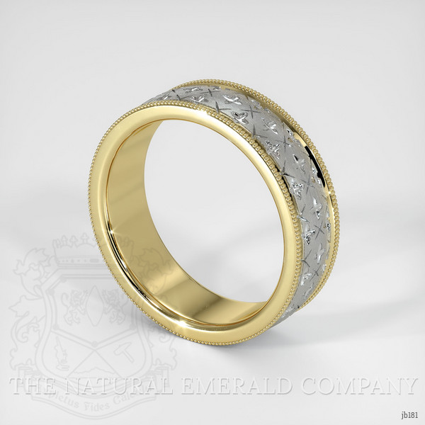 18K Yellow & White Men's Plain Band