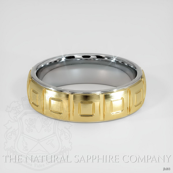 18K White & Yellow Men's Plain Band