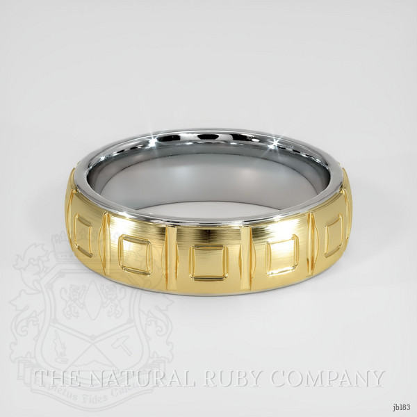 18K White & Yellow Men's Plain Band