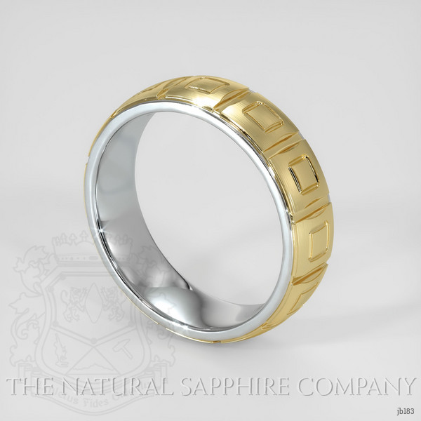 18K White & Yellow Men's Plain Band