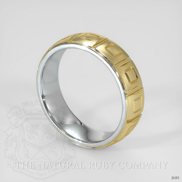 18K White & Yellow Men's Plain Band