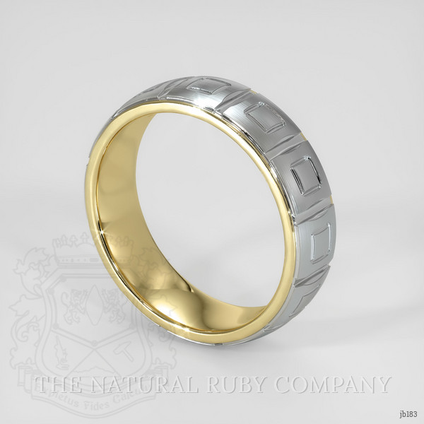 18K Yellow & White Men's Plain Band